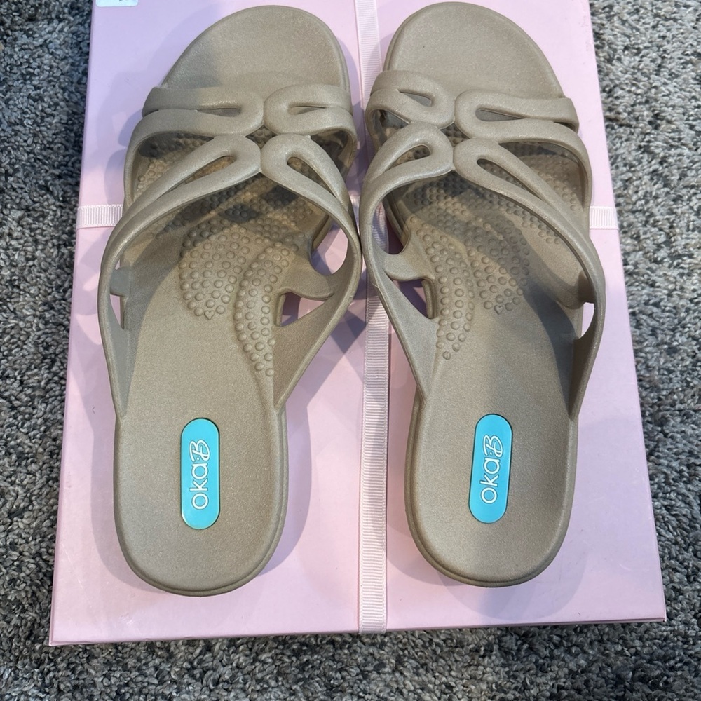 Oka B Oka Bee Women's Sandał Flip Flops In Chai Color Size S (4.5-5.5) Beige Tan